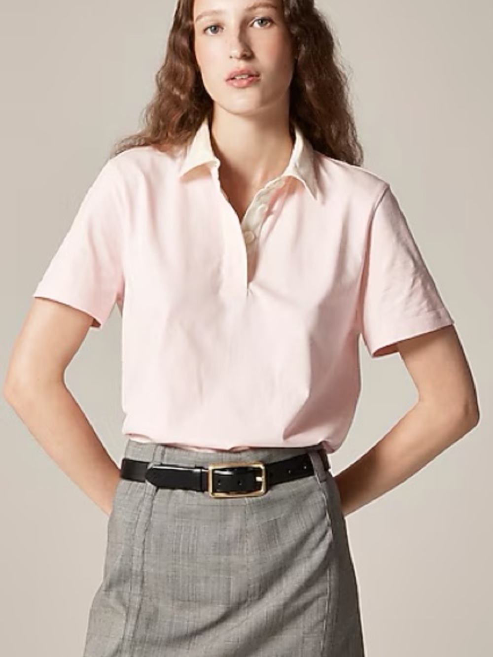 J. Crew Premium Weight Polo Shirt Light Pink